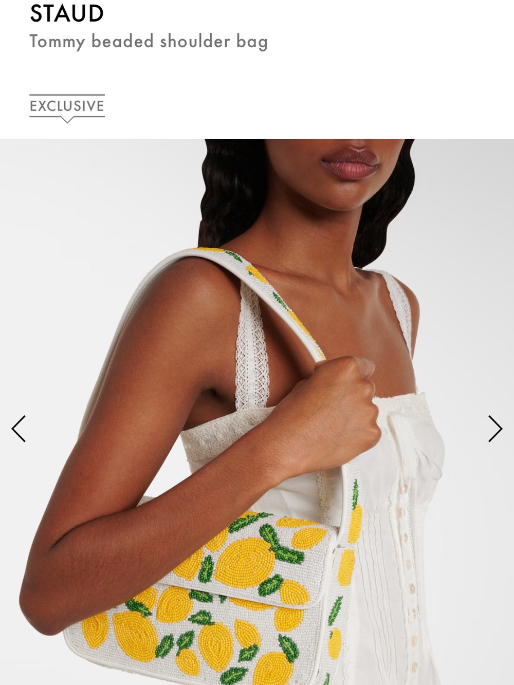 STAUD - Tommy Lemon Print Beaded Shoulder Bag - Picture 11 of 11